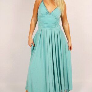 Y2K Prom Gown (M) medium Jessica McClintock aqua blue bead vintage glam mermaid